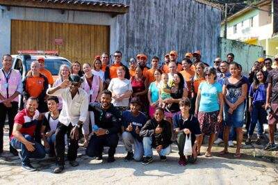 Agentes Mirins da Defesa Civil de São Sebastião participam de simulado de evacuação de área de risco no Itatinga